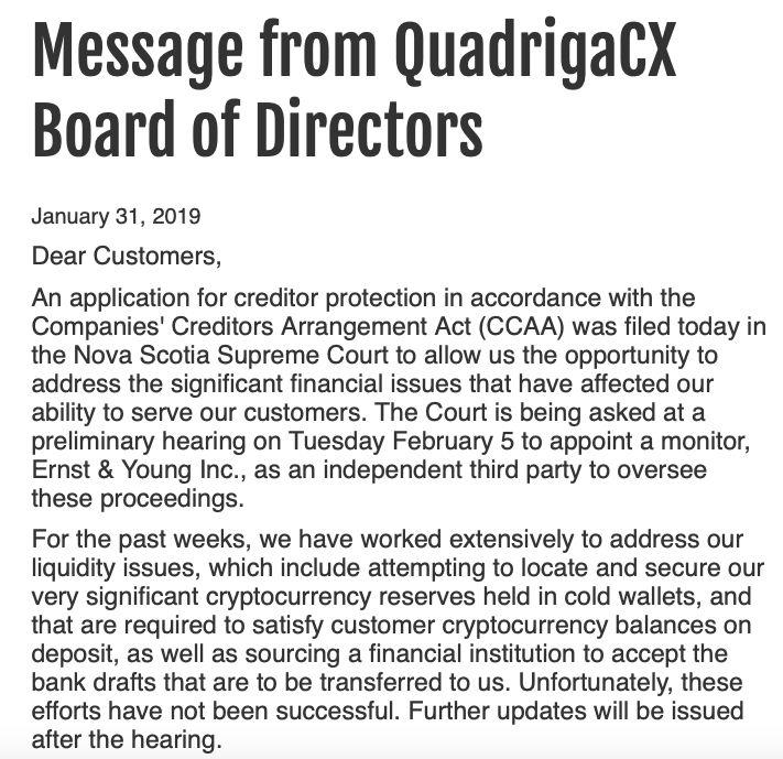 QuadrigaCX 事件再次敲响「资产安全」的警钟