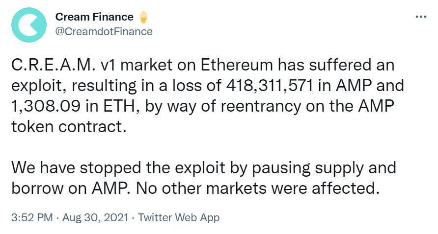 慢雾：Cream Finance 被黑简要分析