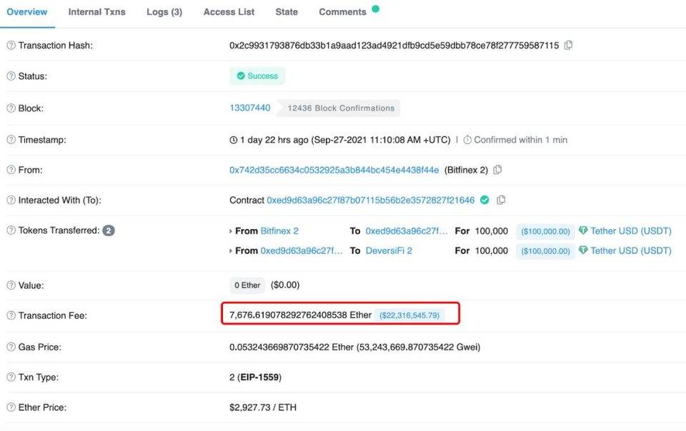 慢雾深度解析 Bitfinex 天价手续费转账：BUG 显示错误「酿成大错」